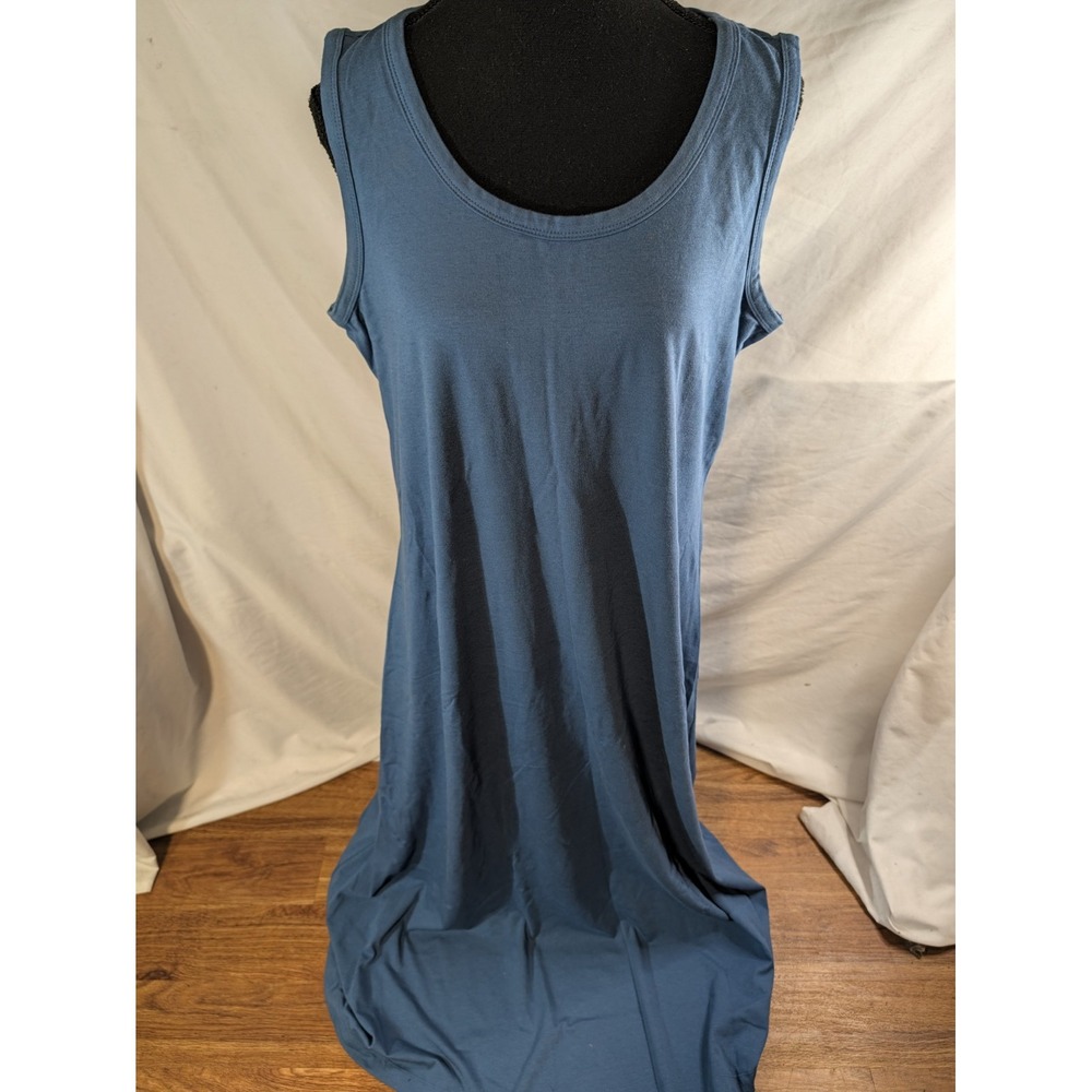 J Jill Size L Jersey Pima Cotton Blend Tank Maxi Dress Blue